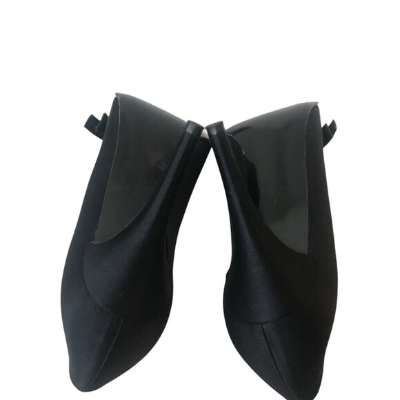 Stuart Weitzman Black Open Toe With Black Bows Silk Like Shoe Size 9.5 - Picture 7 of 8